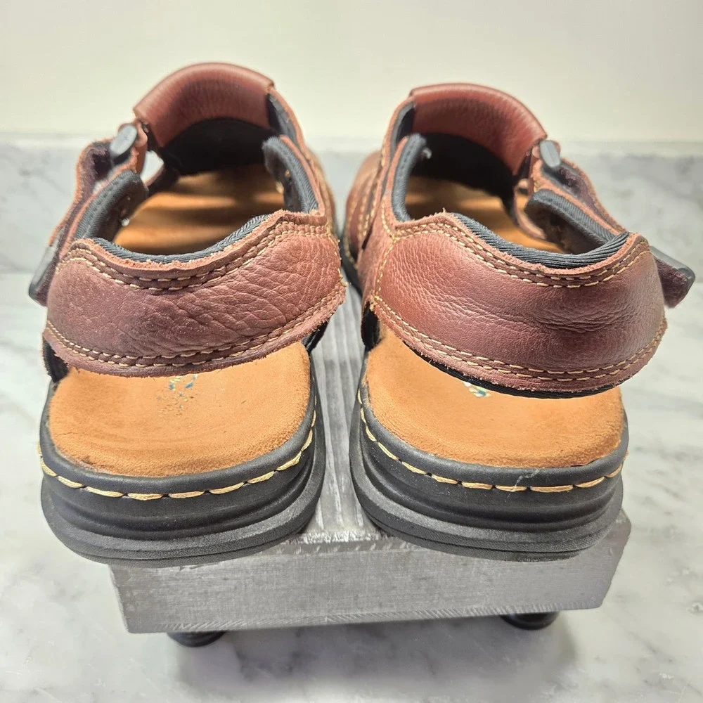 Dr. Scholls Gaston Mens Brown Leather Fisherman Sandals Memory Foam Size 13 M - Picture 10 of 14